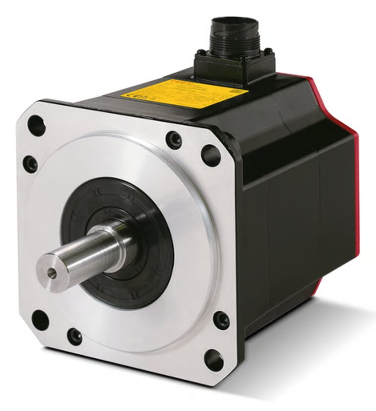 Servomotor industrial con brida metálica y eje de acero