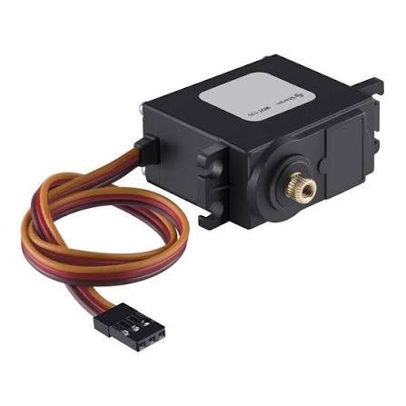 Servo negro de tamaño estándar con engranaje metálico y cable de tres hilos