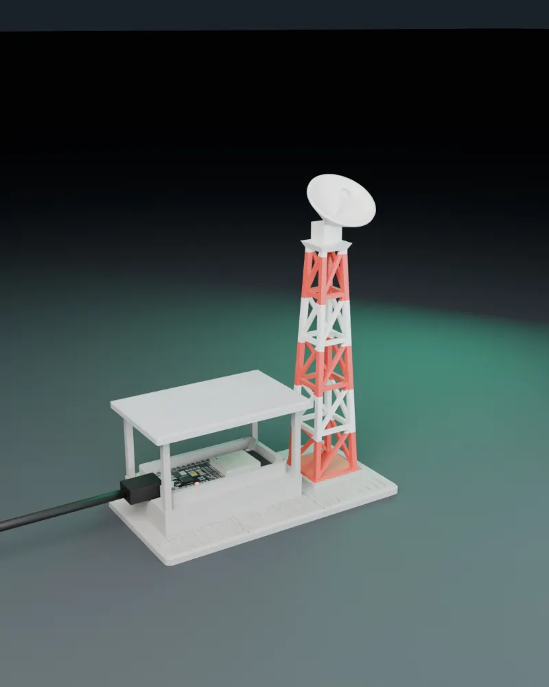 Maqueta 3D de Volta M1: Torre de señal con parabólica